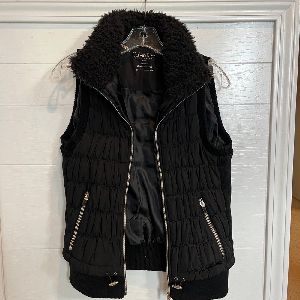 Calvin Klein Performance Vest in Black with Gold Zippers  Size M